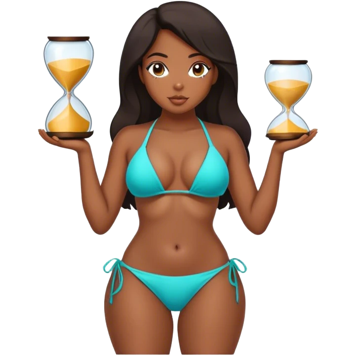 Black girl in a bikini with hourglass body emoji