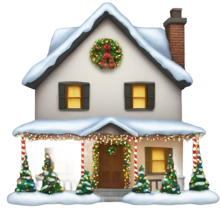 House decorated with Christmas lights emoji