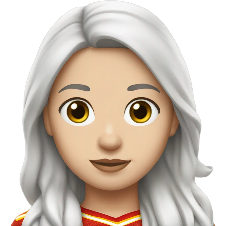 Kansas City Chiefs white brunette woman fan with green eyes emoji