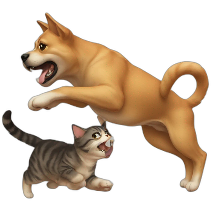 Cat attack dog emoji