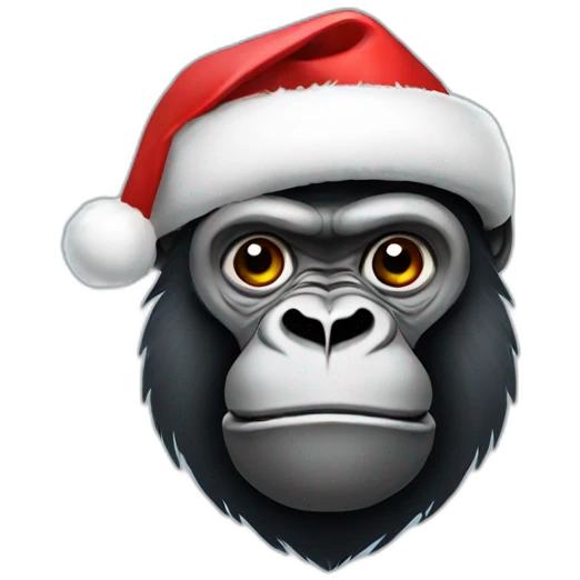 Gorilla with Christmas hat emoji