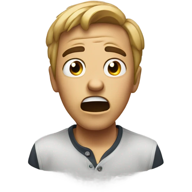 An classic emoji with a scared or nervous expression, arched eyes tilted inward, and hands gripping the face in a gesture of anxiety. A black background with dynamic effects adding depth, emphasizing the intense and captivating emotion emoji