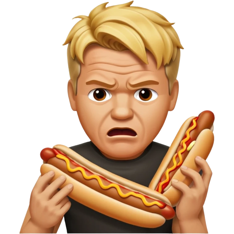 gordon ramsay eat a hotdog, angry emoji