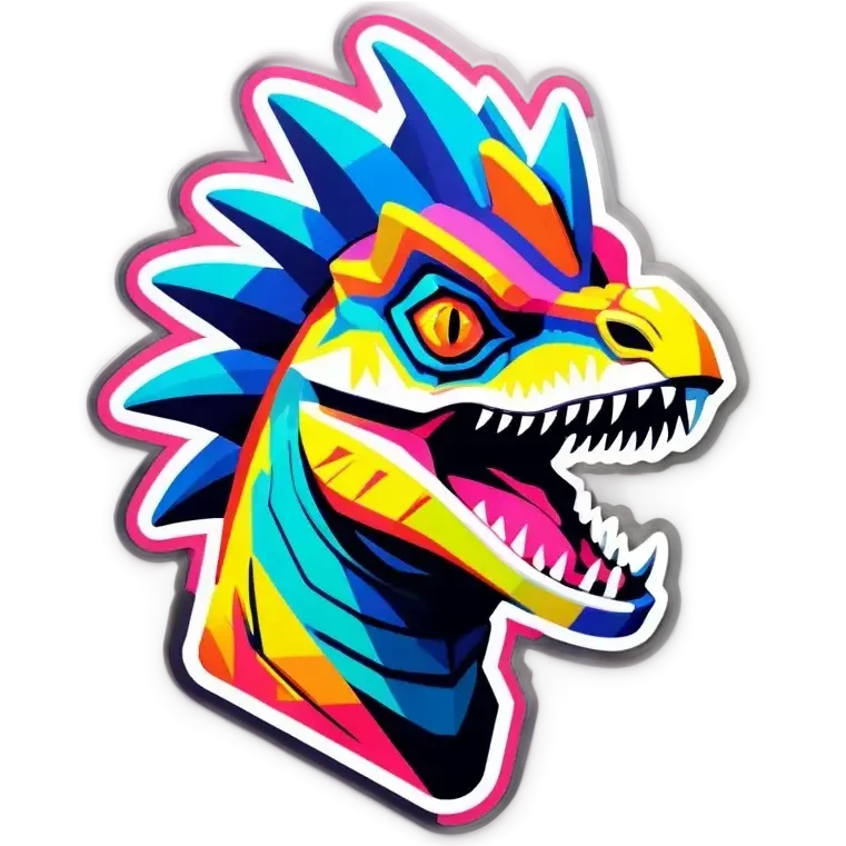 Synthwave dilophosaurus head logo emoji