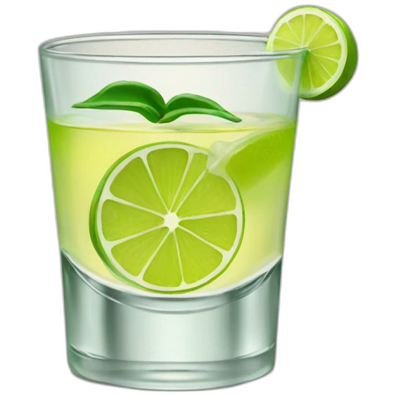 A single tequila shot with green lemon piece on it emoji