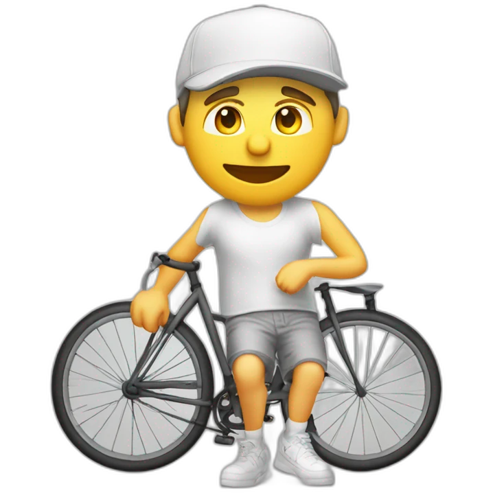 hombre gordo piel blanca con gorra bermudas pipa y bicicleta emoji