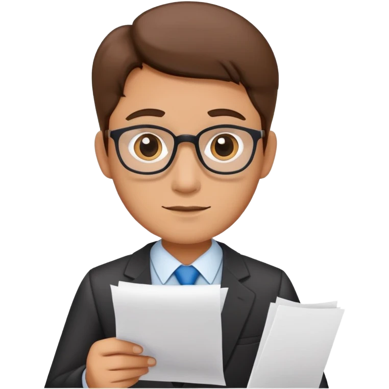 accountant with paper in hand, no glasses emoji