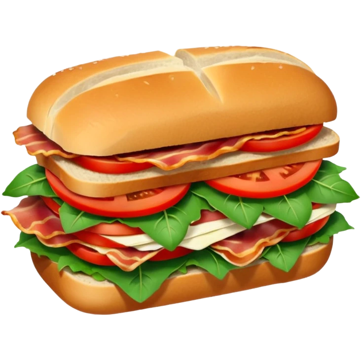 Sourdough bread sandwich with arugula and bacon and tomato slices inside emoji