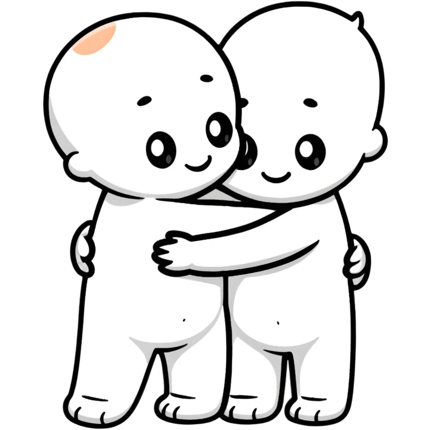 Two cute characters hugging each other emoji