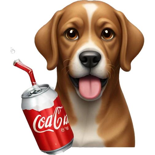 A dog that drinks a coke emoji