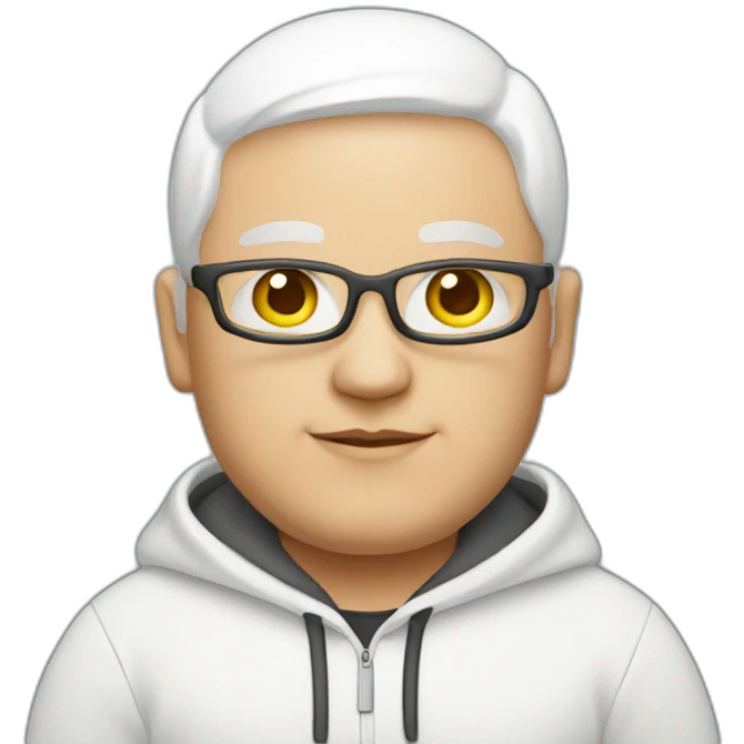 bald chubby white developer with white hoodie portrait emoji
