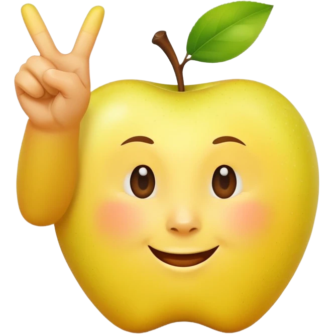 yellow Apple emoji hand making a victory or celebratory gesture, isolated, no confetti, no text emoji