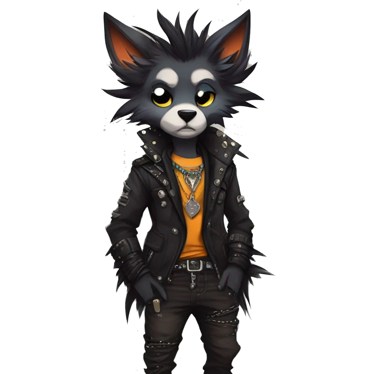 cool edgy animal fursona by griffsnuff & LiLaiRa & Falvie with badass colors and a spiked collar full body emoji