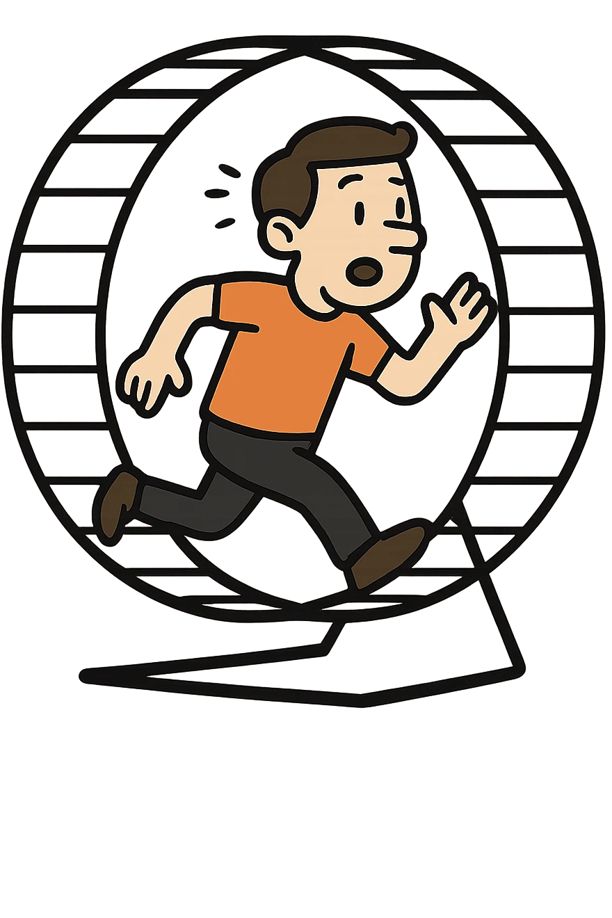 Uomo che corre dentro la ruota del criceto emoji