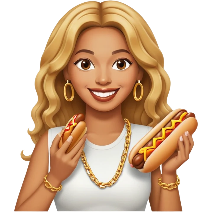 Beyonce eating a hotdog emoji