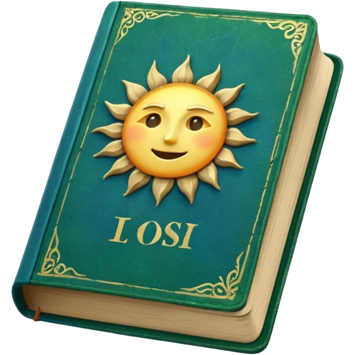 green and blue book with a sun symbol on it emoji