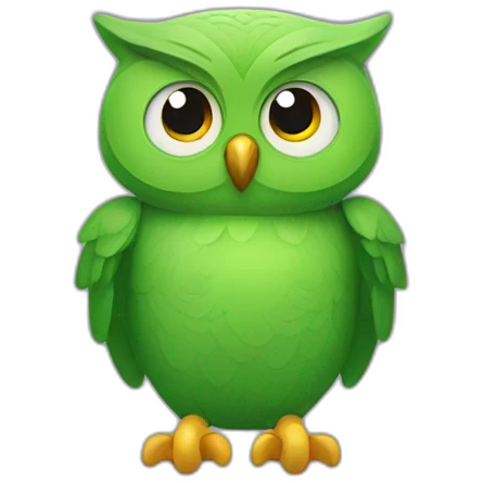 Duolingo green owl mascot emoji