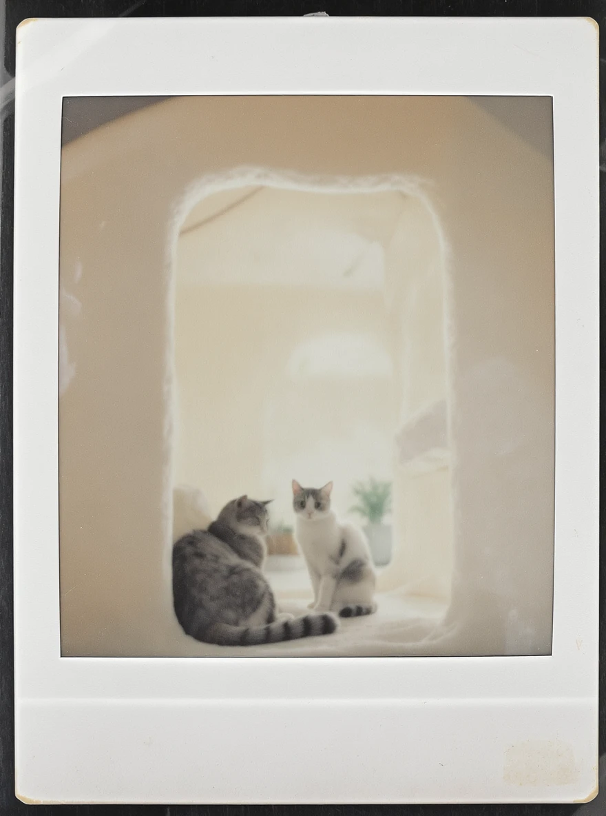 cats relaxing in a vertical playhouse emoji
