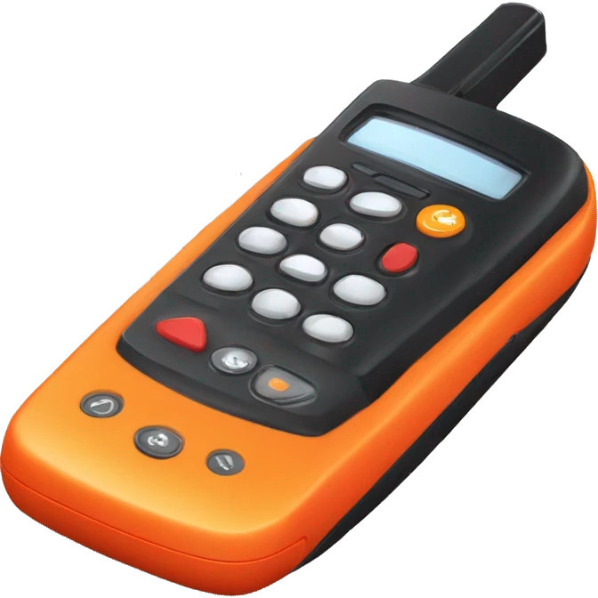 black walkie talkie with red-orange button on side emoji