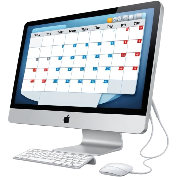 calendar and booking icons on iMac monitor emoji