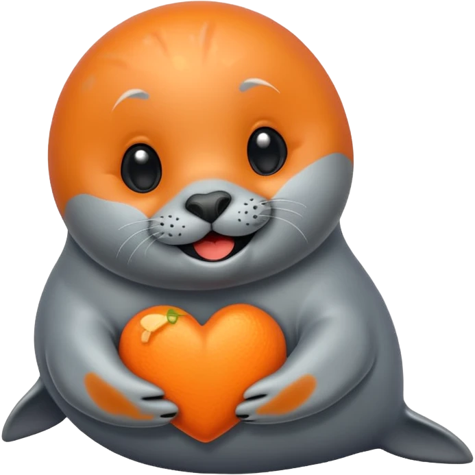 a seal in love with orange heart emoji