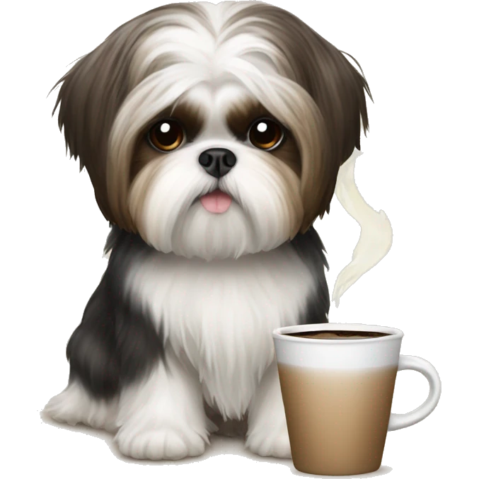 Shih Tzu Yana drinks coffee emoji