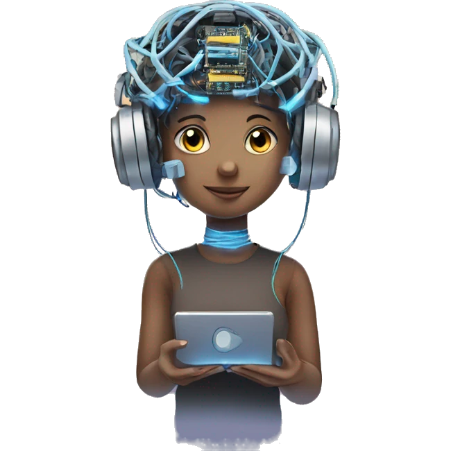 Balancing mind and technology a girl with technical concept  emoji