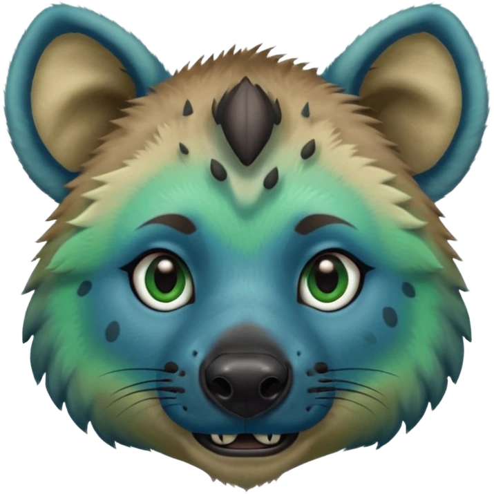 blue and green ombre hyena face emoji