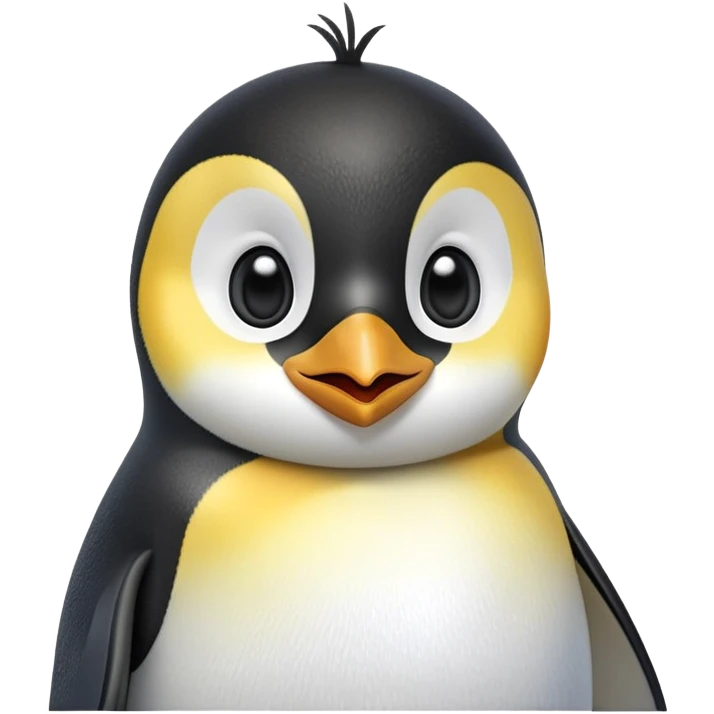 cinematic-cute-emperor-penguin-portrait-emoji,-head-tilted-playfully-and-inquisitively,-with-glossy,-pristine-plumage,-sparkling-eyes-filled-with-curiosity,-simplified-yet-irresistibly-adorable-features, black, large black eyes face, zoomed in emoji