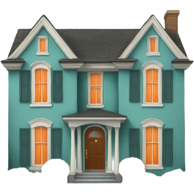 Teal grand house with orange accents emoji