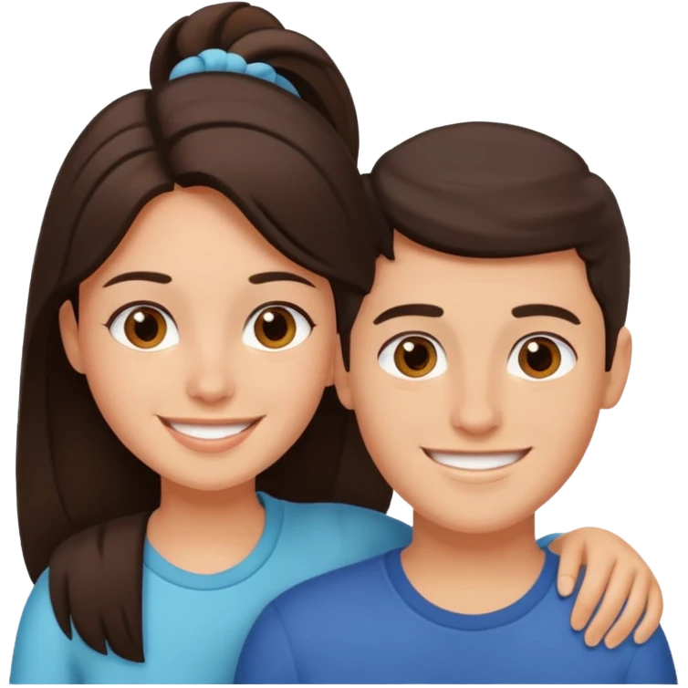 a brunette boy with his girlfriend emoji