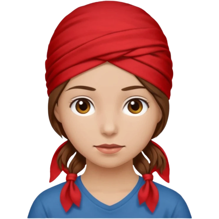 brown haired woman with wearing red bandana emoji