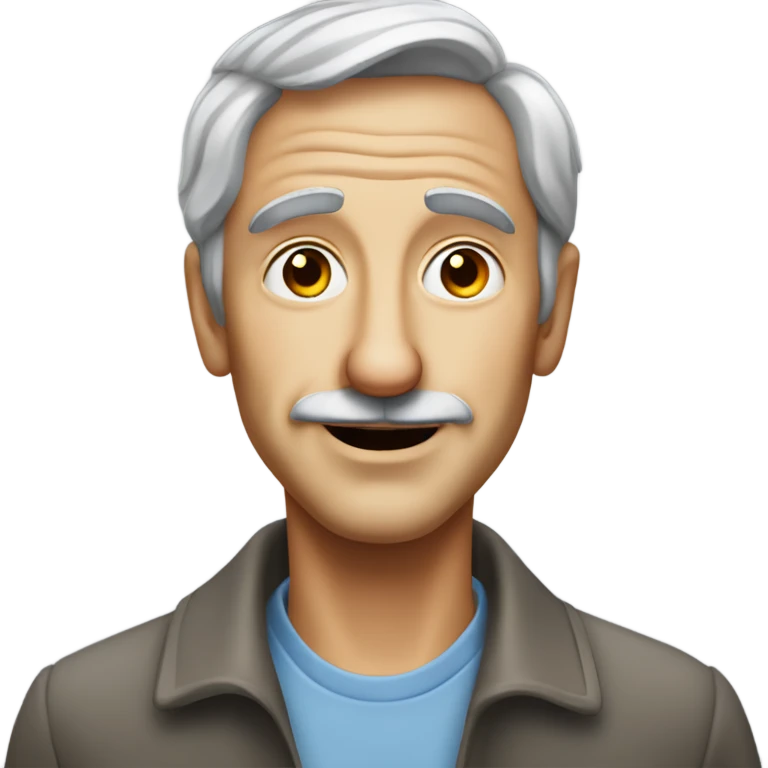 Attractive older man with grey hair and nose like Pinocchio  emoji
