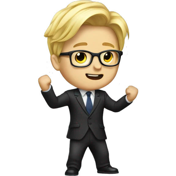 Nerdy boy with blonde hair dancing in a suit emoji