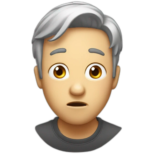 Looking down with surprised facs emoji