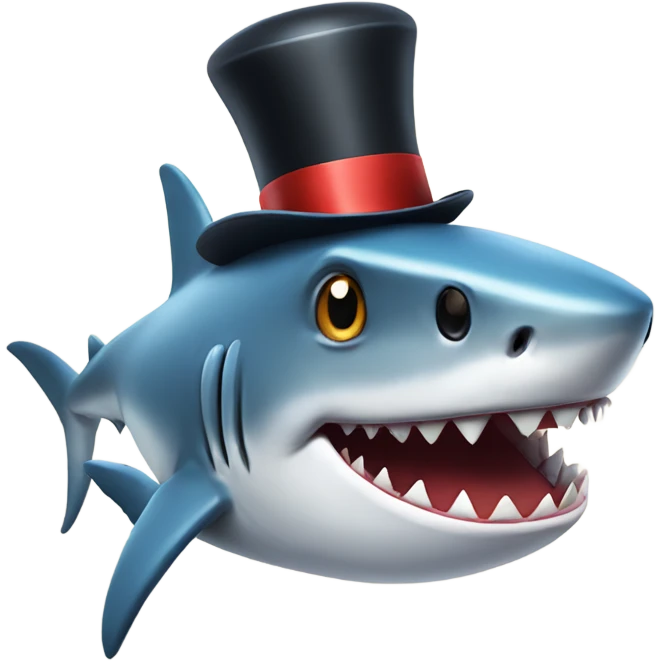 Shark with a top hat emoji