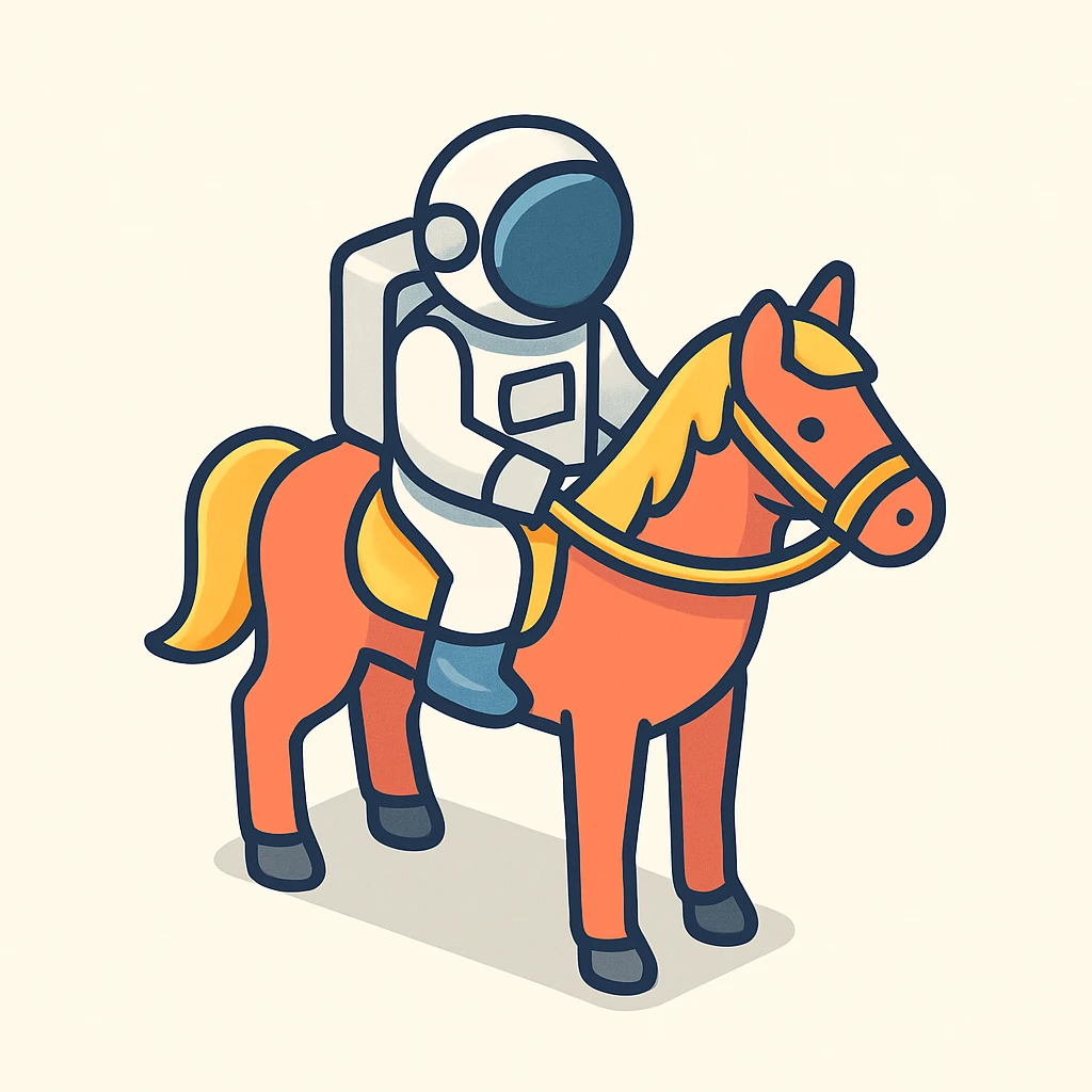 astronaut on horseback with stars in background emoji