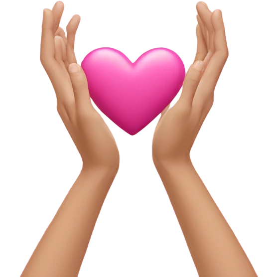 heart with hands, pink heart in middle emoji