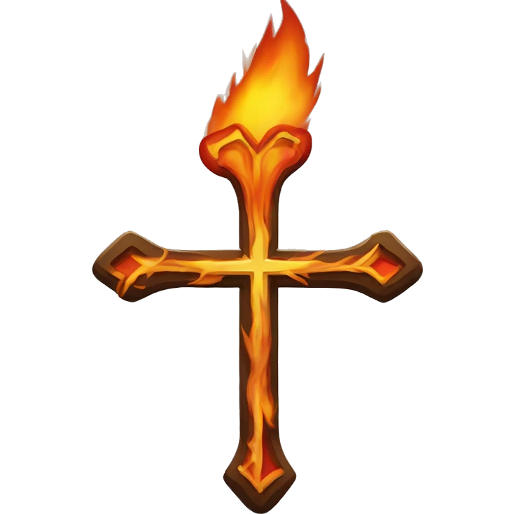 Cœur avec une croix et du feu au dessus  emoji