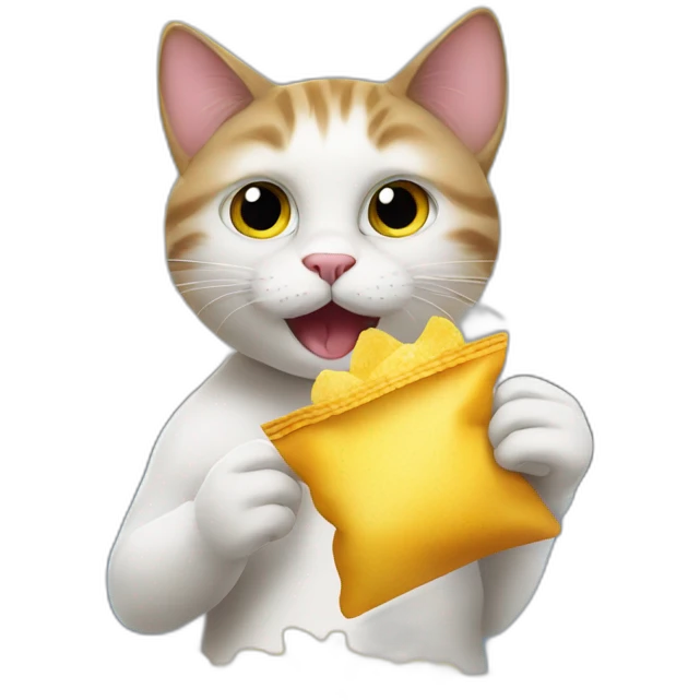cat eating chips in the gym emoji