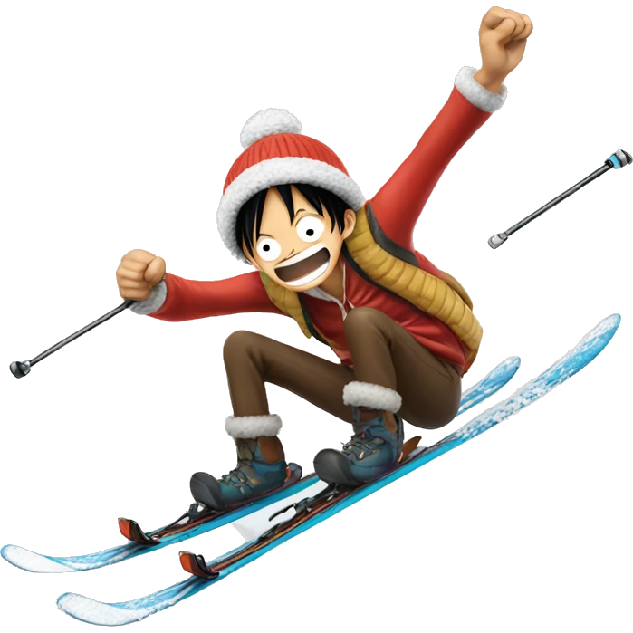 Luffy from one piece skiing  emoji