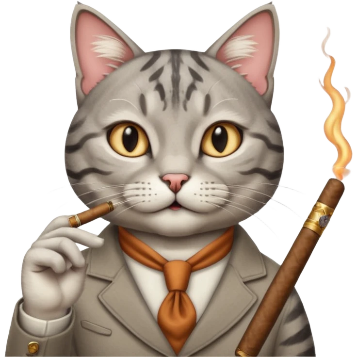 A cat with a cigar with a "classic" hand gesture. emoji