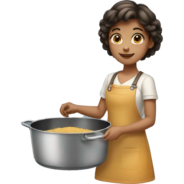 a girl holding a pan emoji