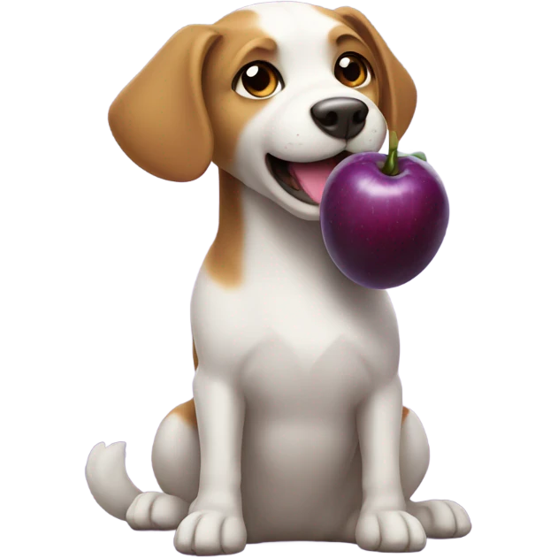 Dog with a long purple fruit in its tummy emoji