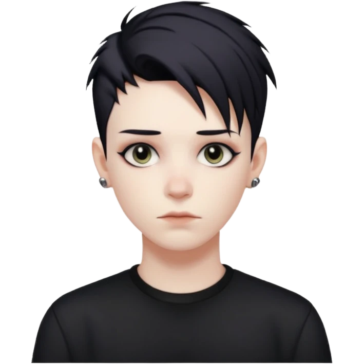 goth nonbinary person with cool masculine haircut emoji