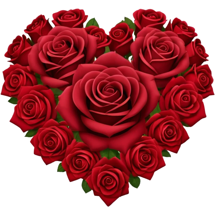 un cuore fatto di rose bordeaux e rosse emoji