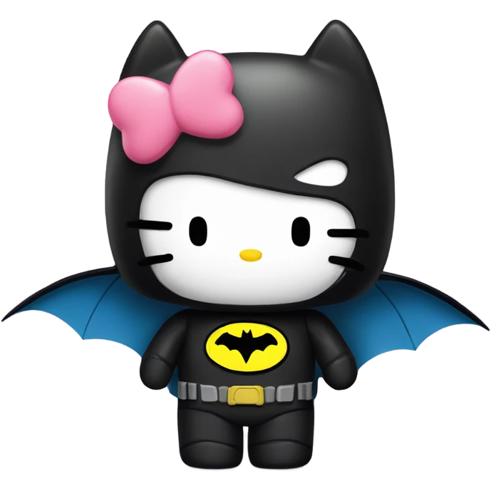 Hello Kitty and Batman in love but cute hug  emoji