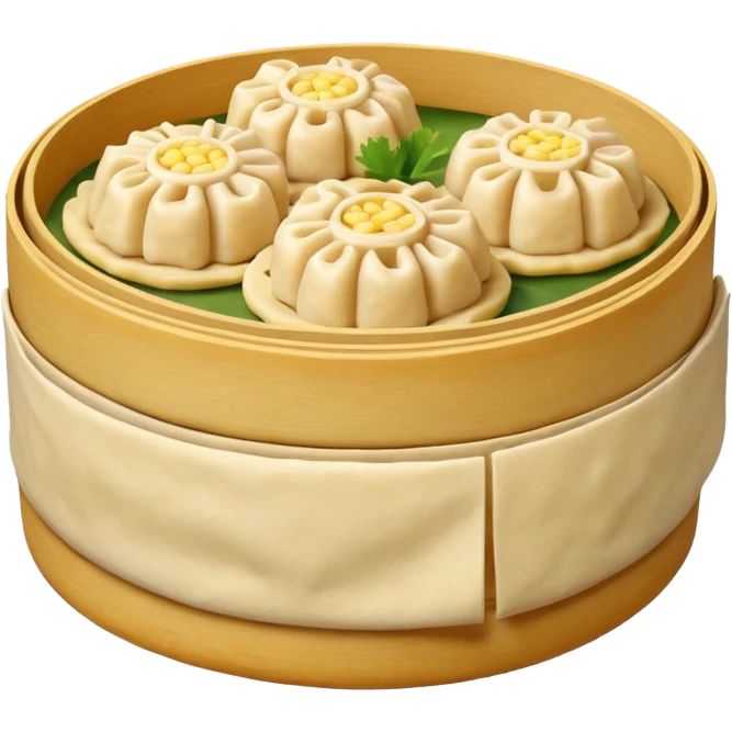 siu mai (a type of dim sum, just 1 cube of white color fish patty wrapped by yellow dough, leaving only the top part unwrapped, shape looks like short cylinder shape) emoji