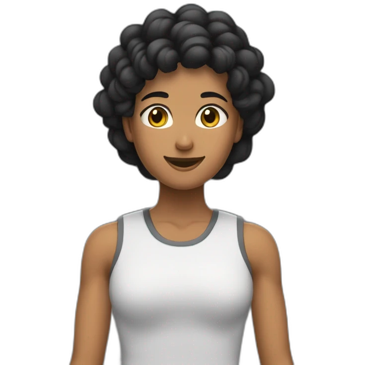 Persona de tes morena y pelo de color negro haciendo flexiones de brazos emoji