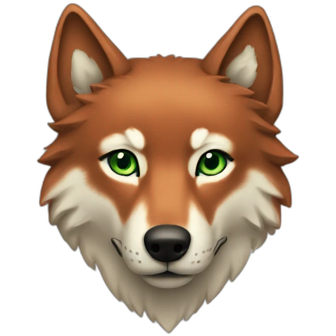 Copper Wolf with green eyes emoji